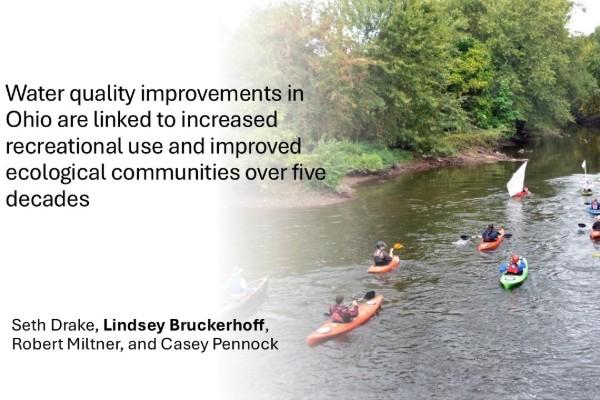 First slide of Dr. Bruckerhoff's talk, photo of kayakers in a river overlaid with talk title