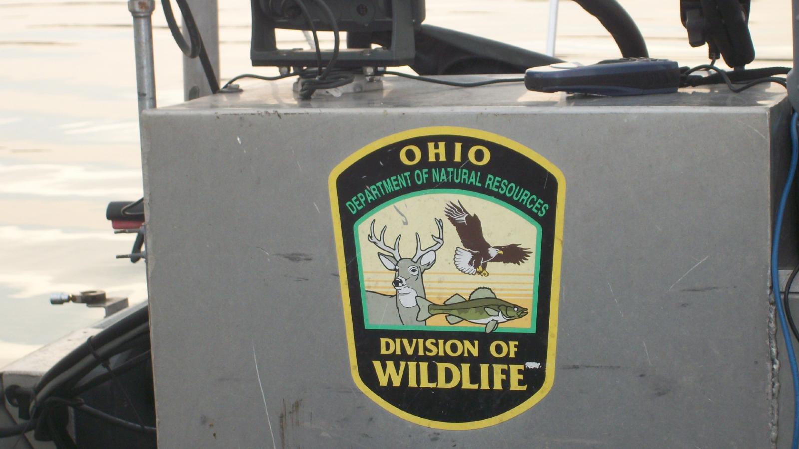 Ohio Division of Wildlife Logo on boat